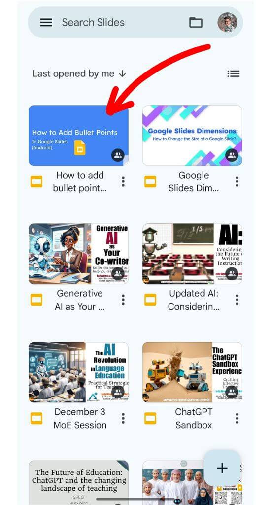 Open google slides app in andriod