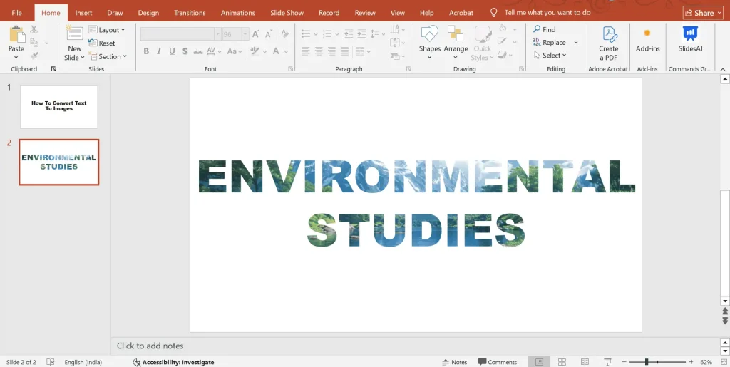 Text to image converted