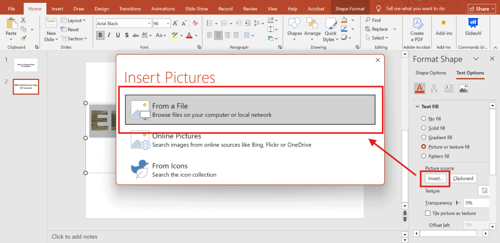 Select image from the device