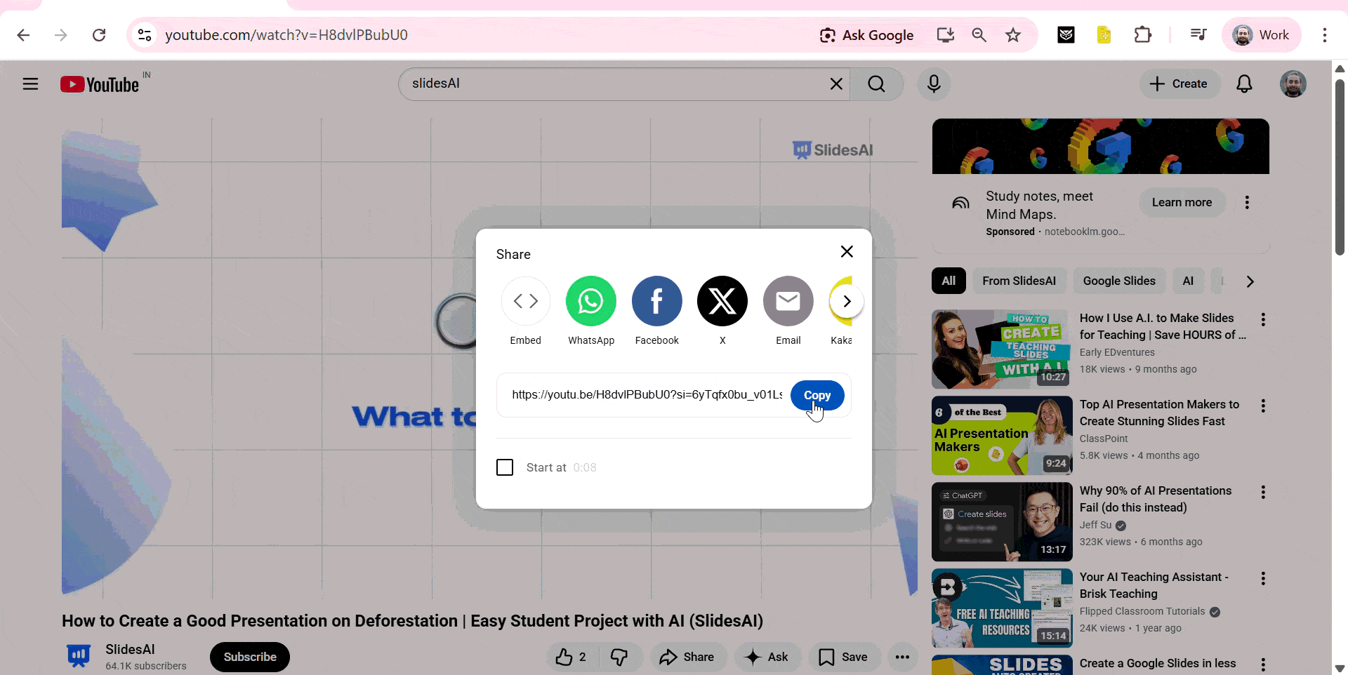 Embed video using URL