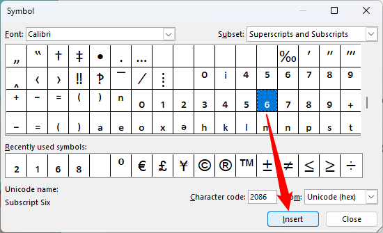 select your symbol and insert