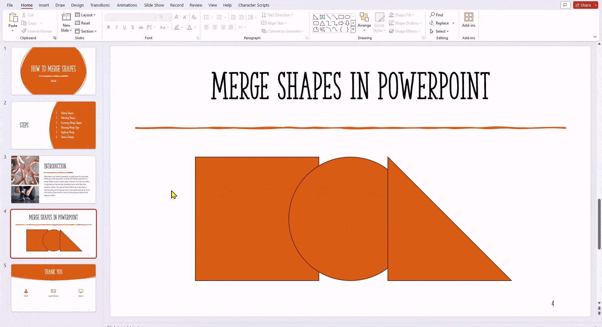 merge shapes in powerpoint