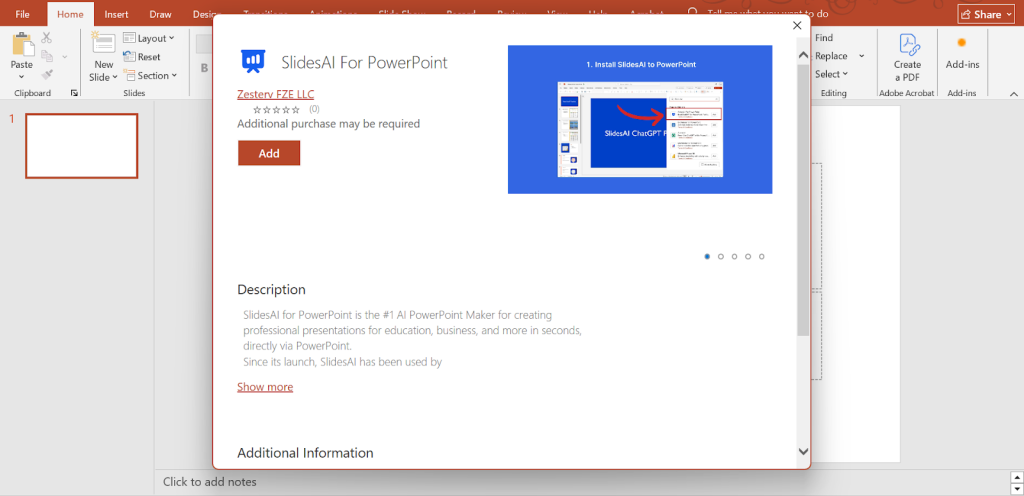 Download SlidesAI add in for PowerPoint