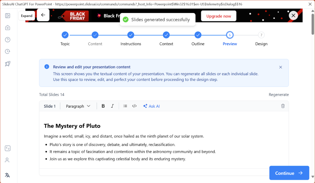Review the content for your presentation