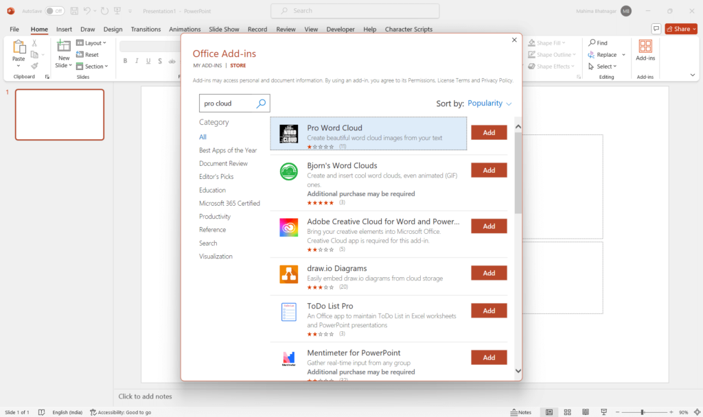 powerpoint addin pro cloud