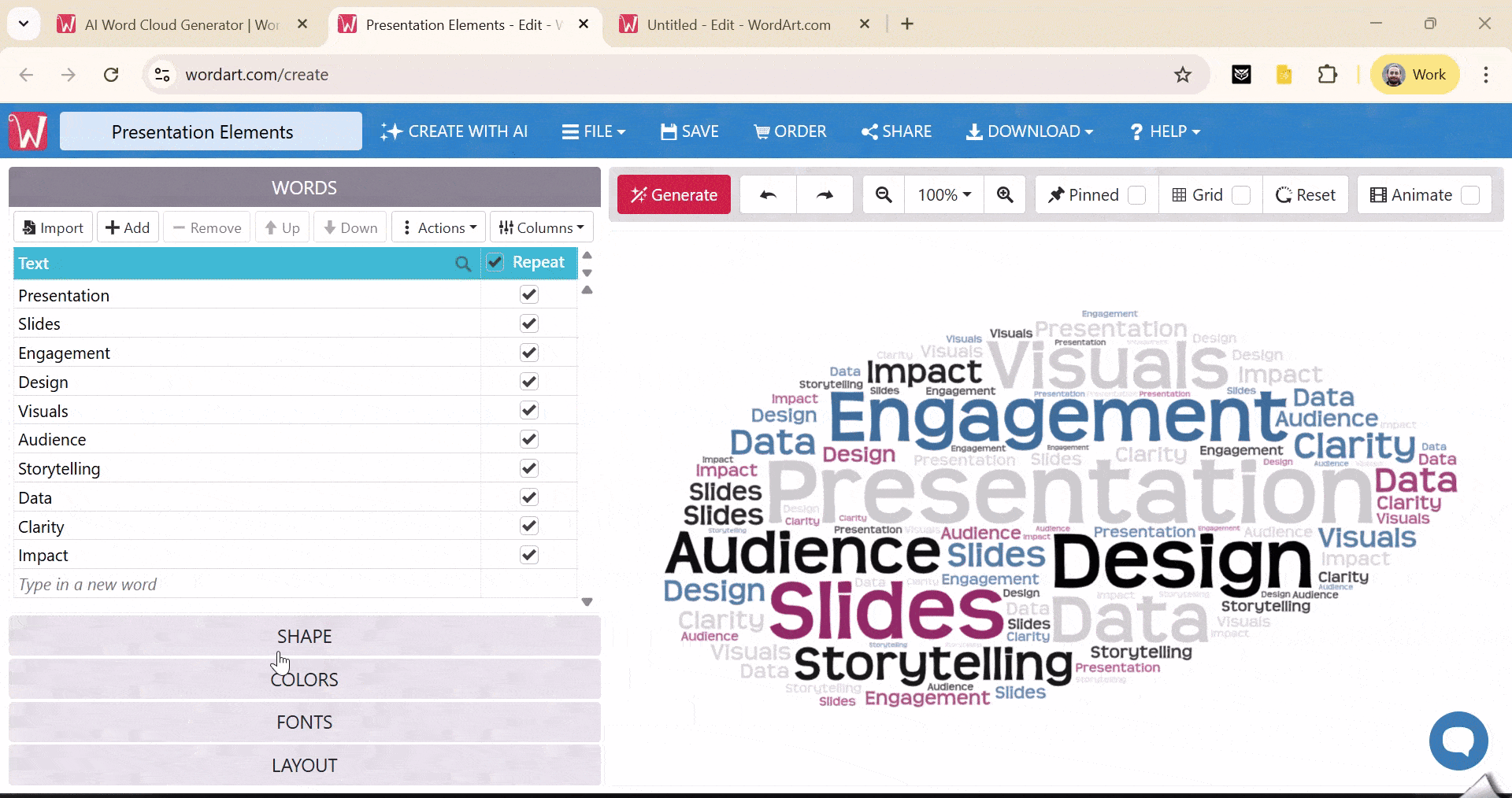 Customize the Word Cloud Design