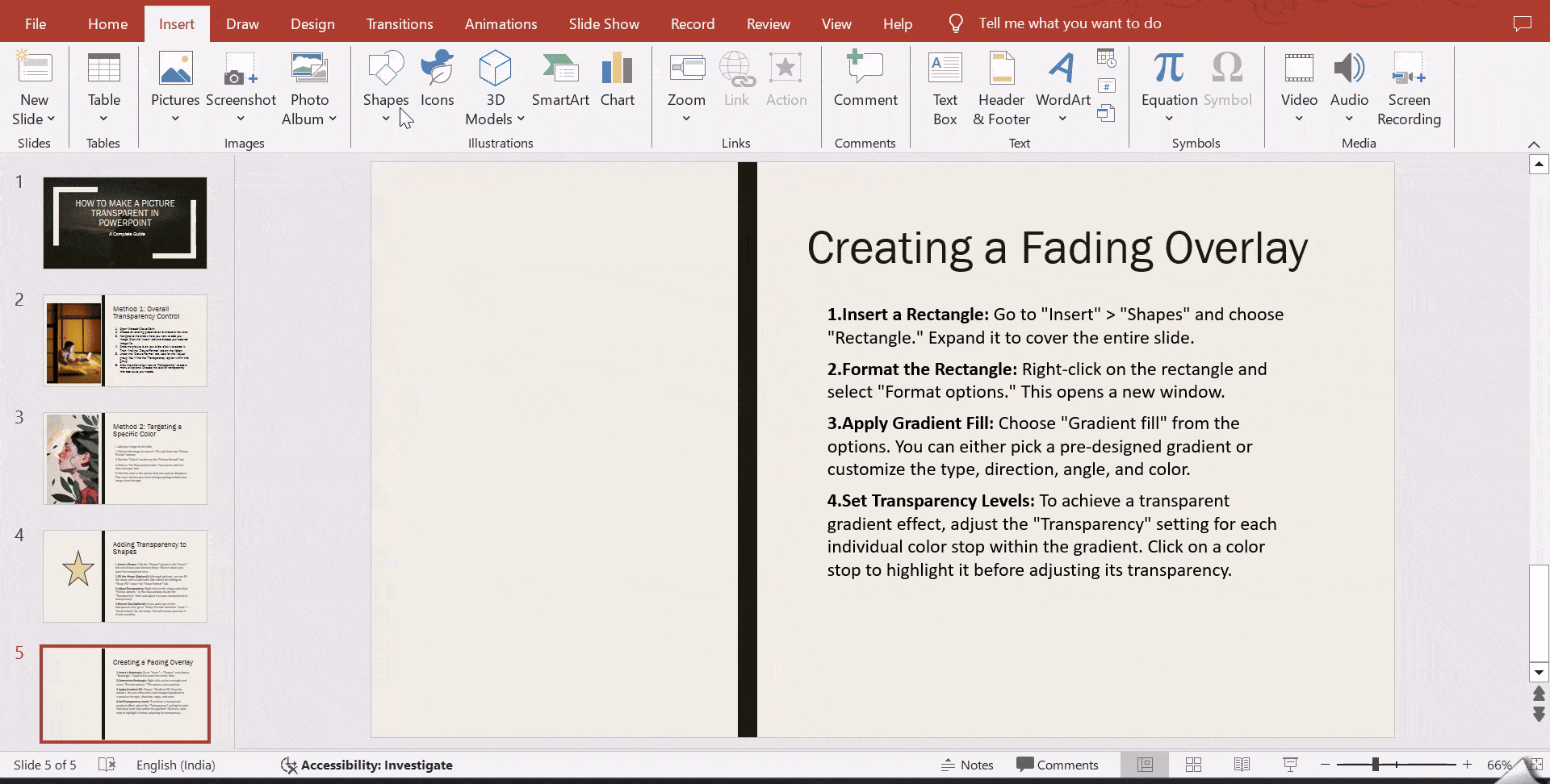 Creating fading overlay 