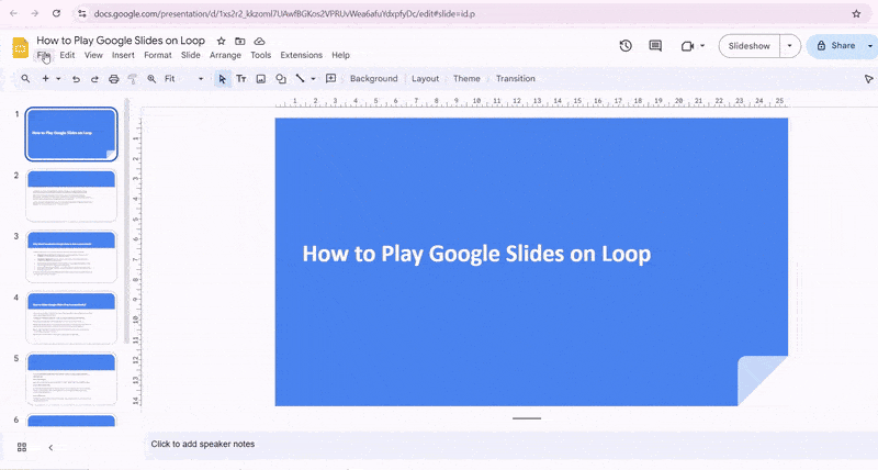 Using "the Publish to WеbPublished Version” Option to make Google Slides Play Automatically