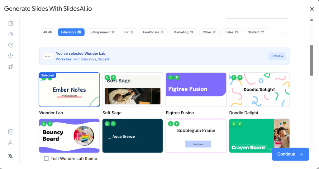Choose relevant template for equation presentation