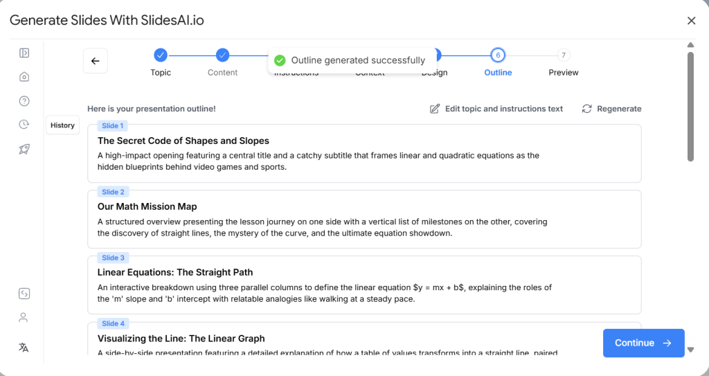 Review equation presentation outline