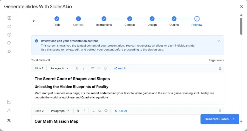 Review the equation presentation content