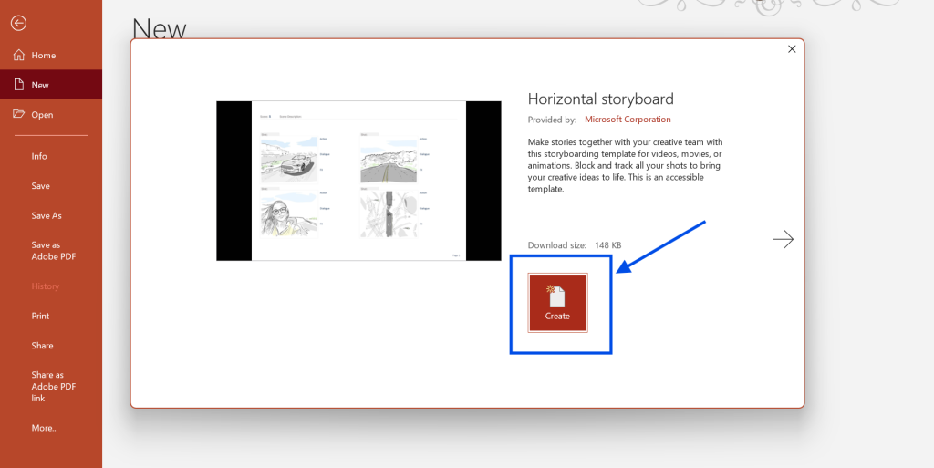 Select and Create Storyboard