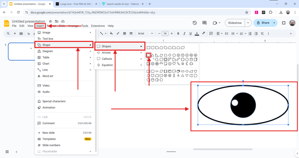 create a eye in google slides