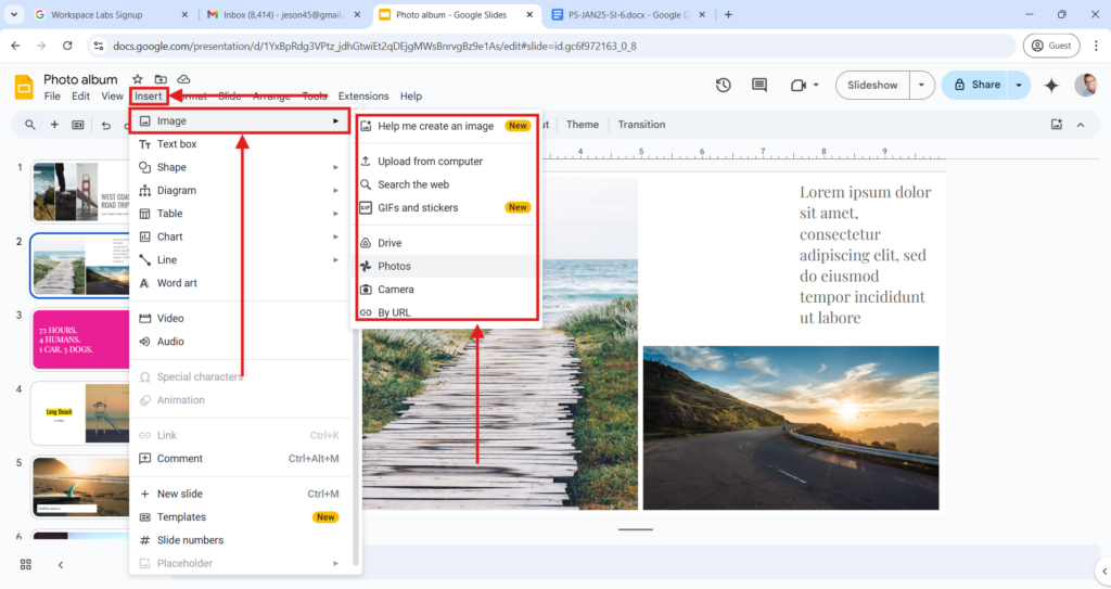 insert image in google slides