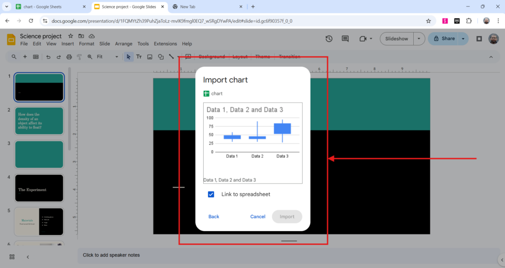 Insert Candlestick chart in Google Slides