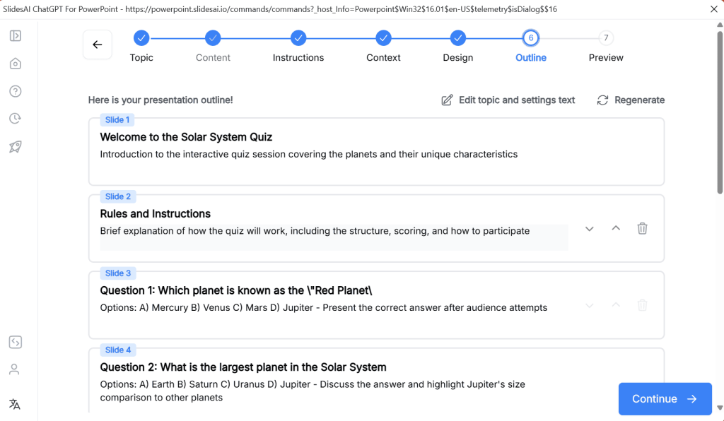 Review the presentation outline