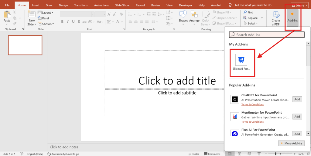 PowerPoint SlidesAI add-in