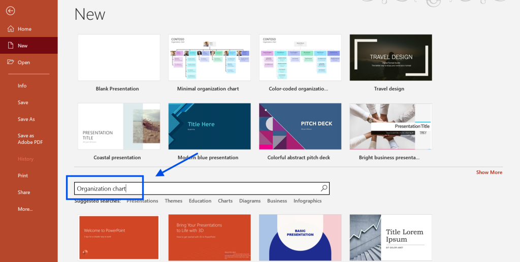 Search for an Org Chart Template