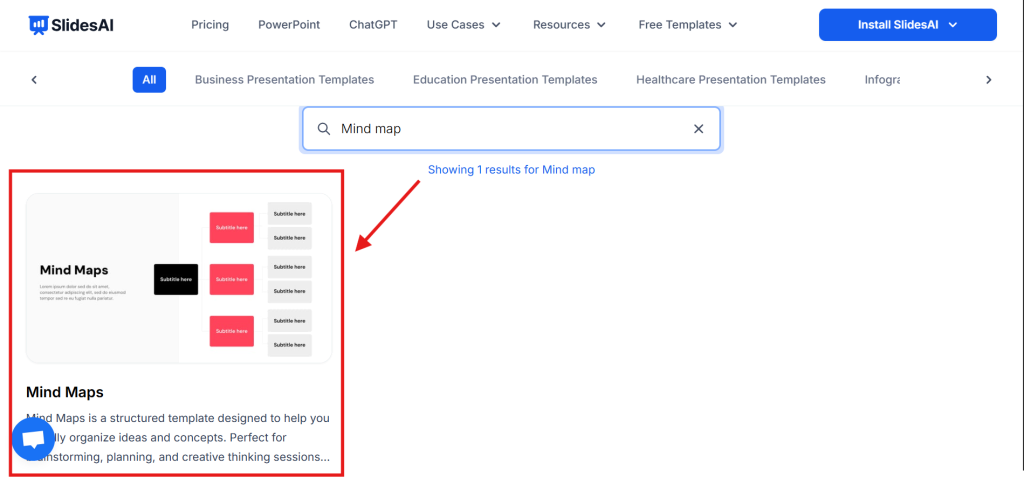 Search for Mind map template