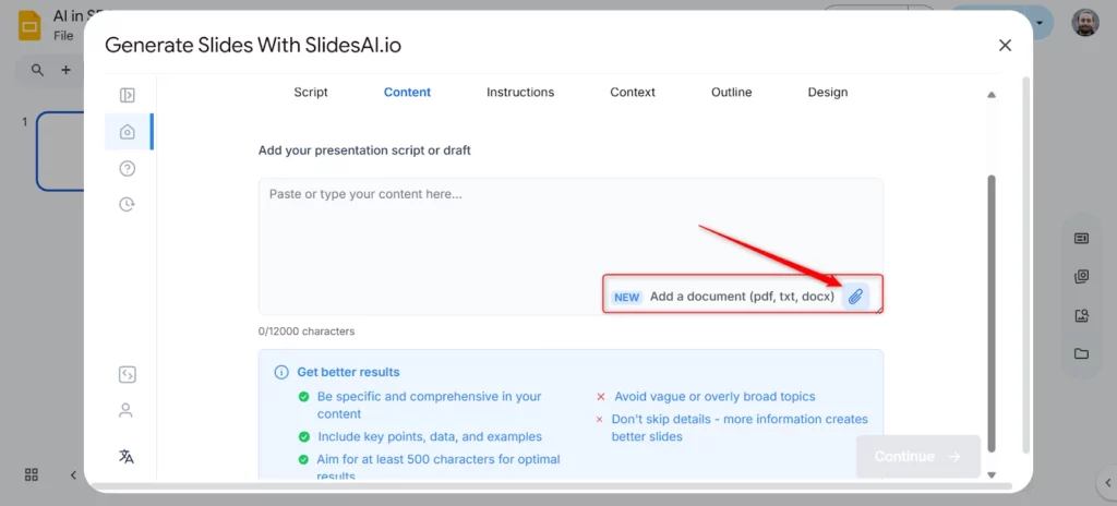 Upload your MS Word file. 
