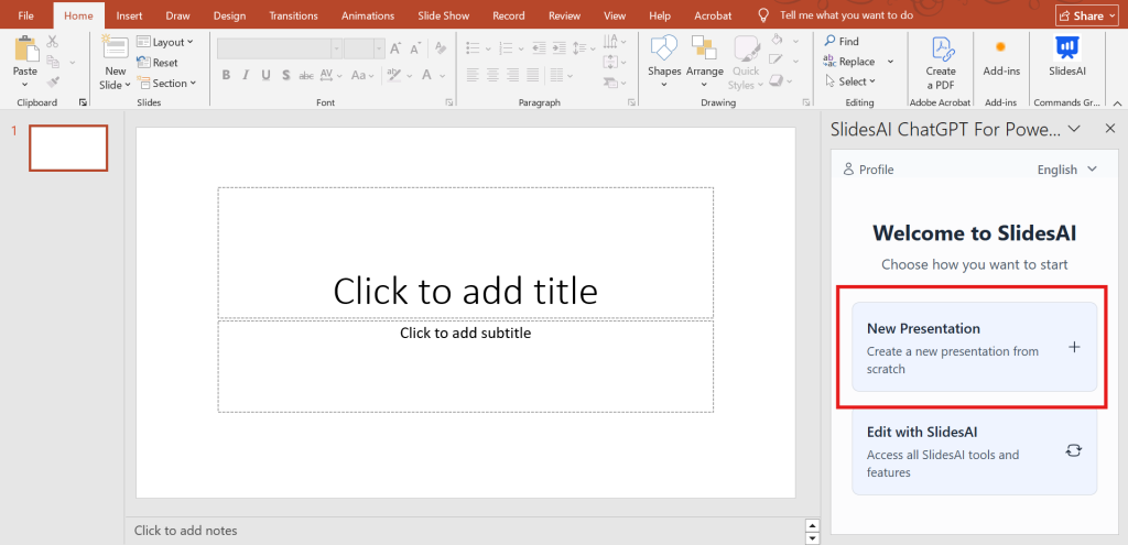 Generate new slide in PowerPoint