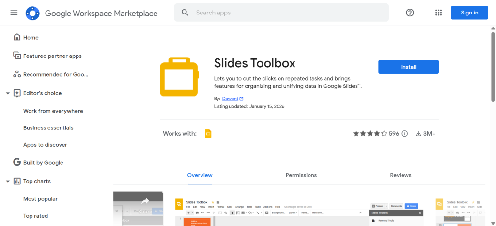 Slide toolbox