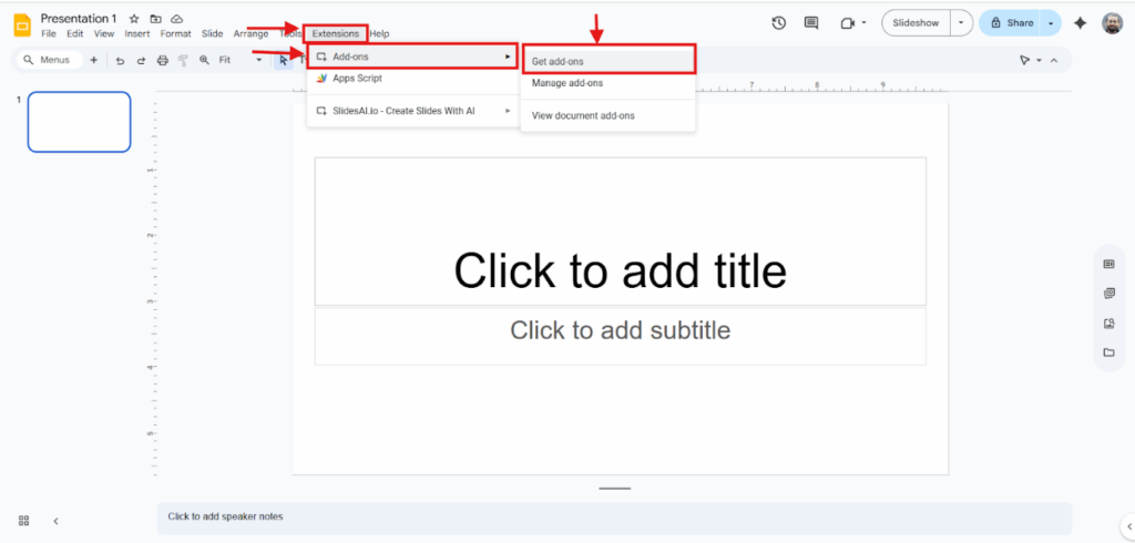 Add SlidesAI Extension in Google Slides