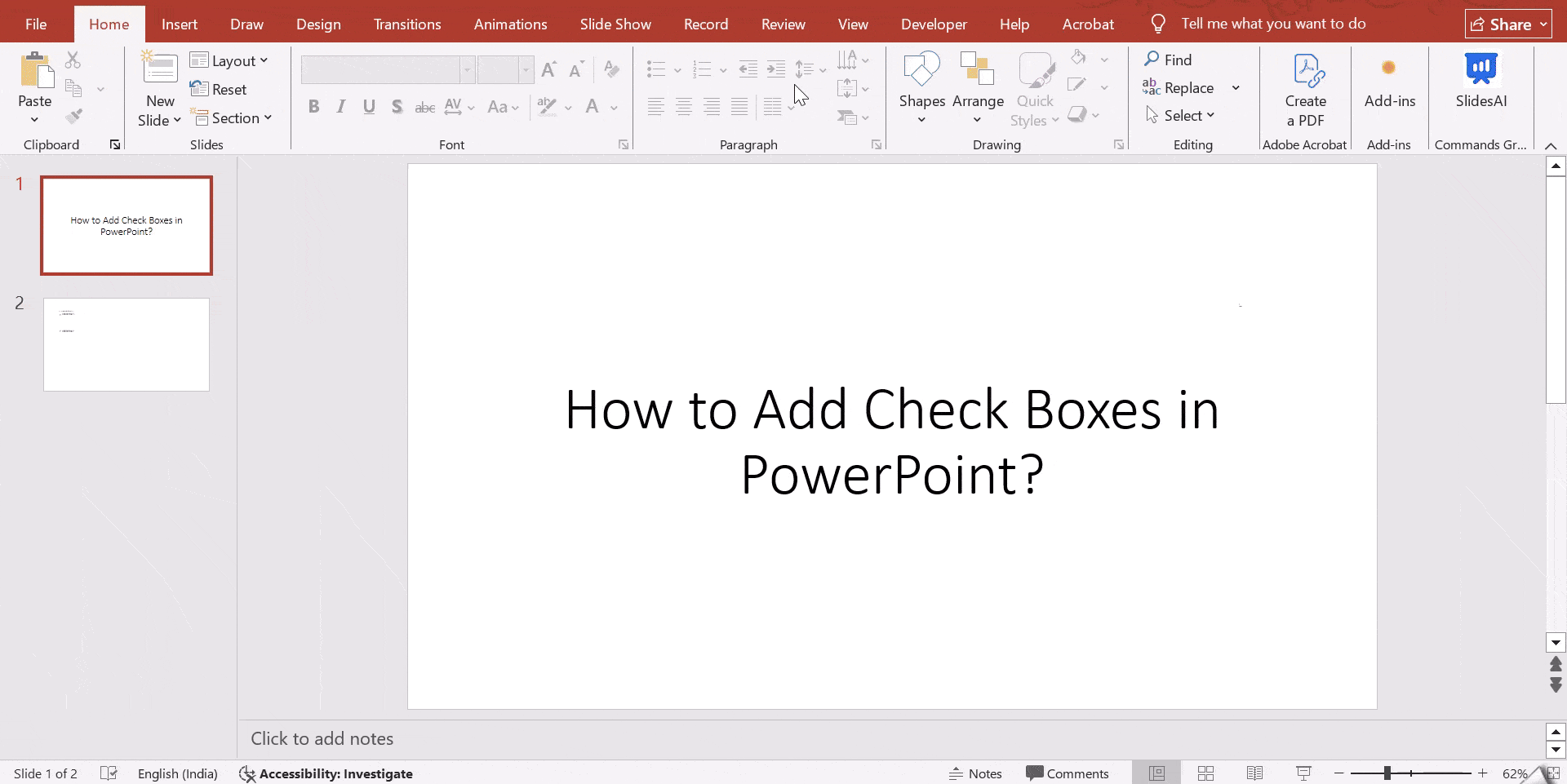 Insert a Clickable Checkbox Using the Slide Master