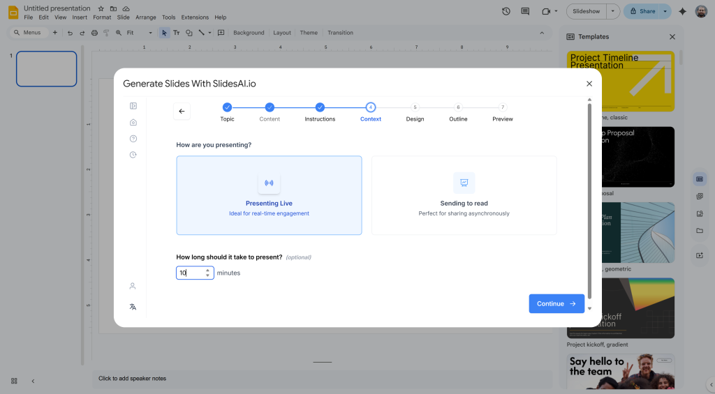 Select how the presentation will be used