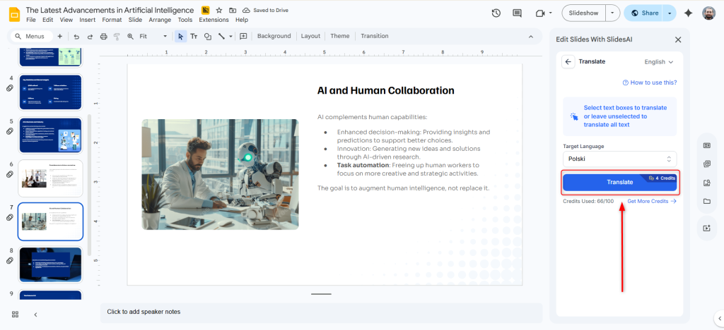 Translate your slide