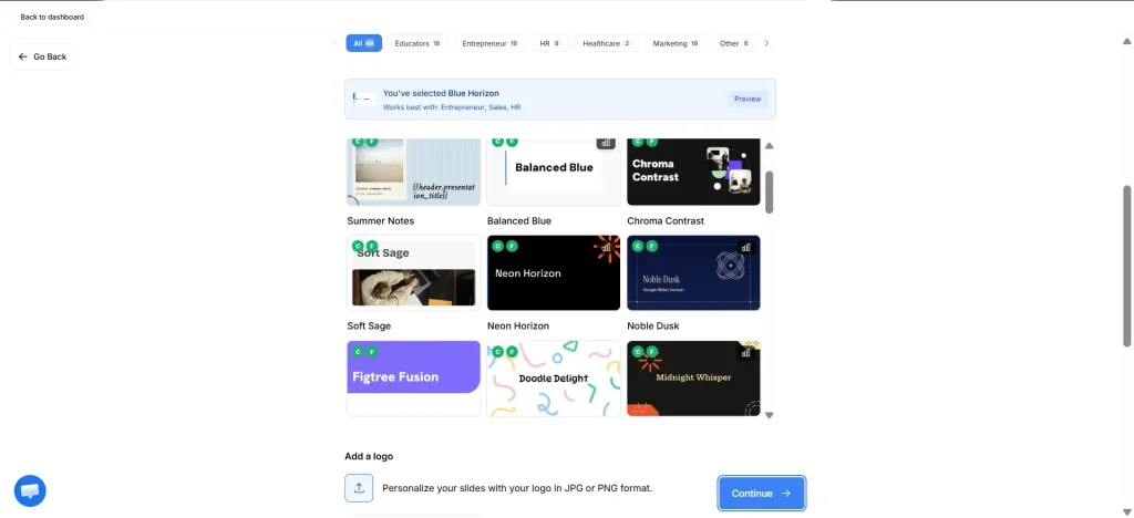 Select a Presentation Template