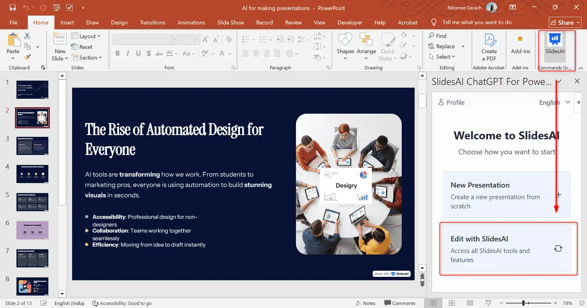 Edit with SlidesAI in PPT