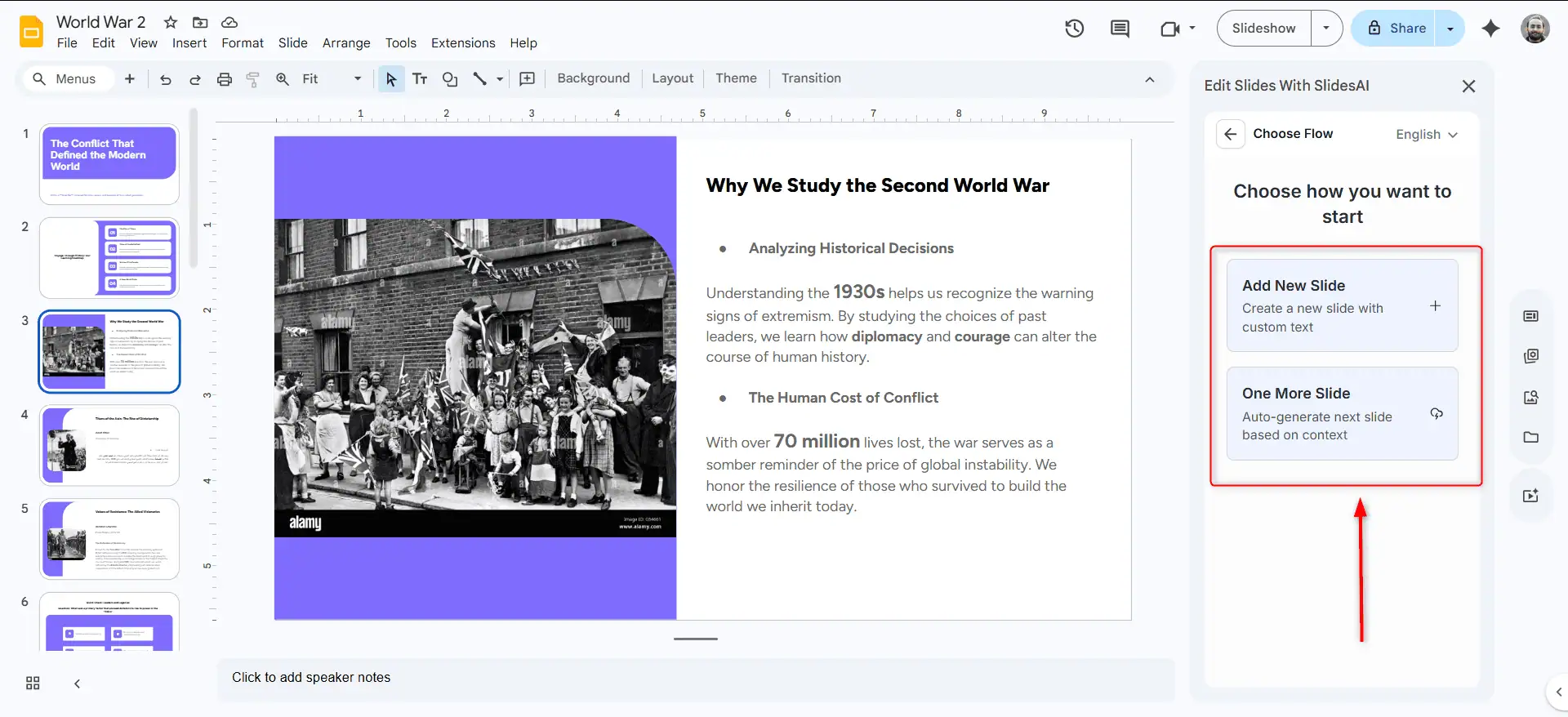 Add single slide to PPT